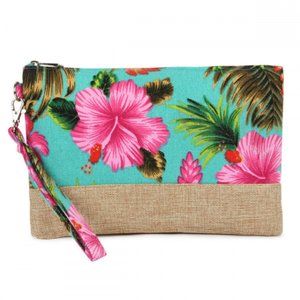 TROPICAL PRINT WRISTLET CANVAS BAG